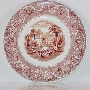 Rare Brown Westhead Moore & Co Rhine Pattern Plate 1890-1904 8" dia. Germany